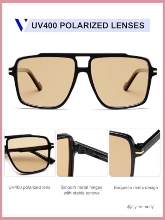 Polarized Oversized Aviator Sunglasses, Plastic Frame, UV400 Protection main image 4